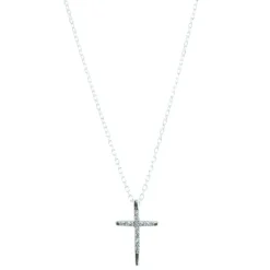 Palais du Rosaire Parure en Argent, pendentif croix à strass sur chaîne de 50cm^ Collier En Argent | Croix En Pendentif