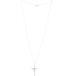 Palais du Rosaire Parure en Argent, pendentif croix avec le Christ et Chaîne 50cm^ Collier En Argent | Croix En Pendentif