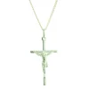 Palais du Rosaire Parure en Plaqué Or avec un pendentif croix avec Christ sur une chaîne de 50cm^ Croix En Pendentif | Médaille Et Croix Plaqué Or