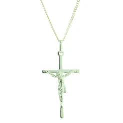 Palais du Rosaire Parure en Plaqué Or avec un pendentif croix avec Christ sur une chaîne de 50cm^ Croix En Pendentif | Médaille Et Croix Plaqué Or