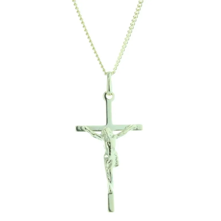Palais du Rosaire Parure en Plaqué Or avec un pendentif croix avec Christ sur une chaîne de 50cm^ Croix En Pendentif | Médaille Et Croix Plaqué Or