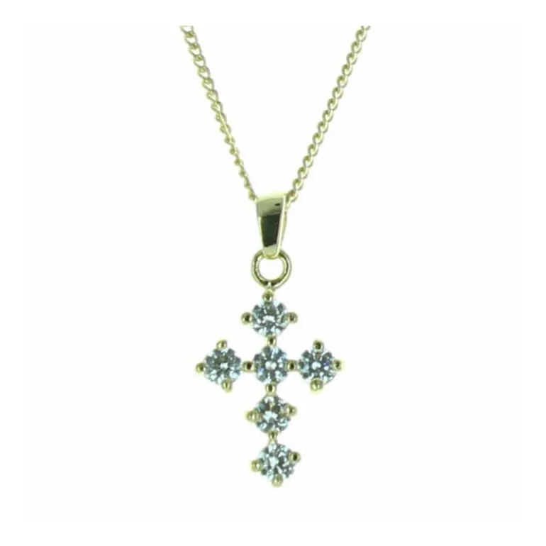 Palais du Rosaire Parure en plaqué or zircons avec une croix et chaîne dorée^ Collier En Plaqué Or