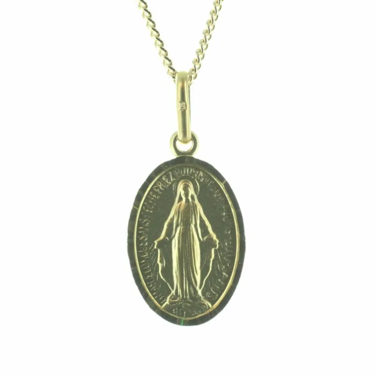 Palais du Rosaire Parure médaille Vierge Miraculeuse 16mm avec une chaîne - Plaqué Or^ Collier En Plaqué Or