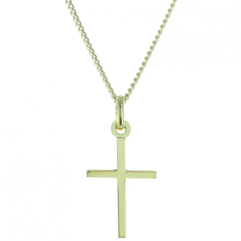 Palais du Rosaire Parure pendentif croix moderne Plaqué Or et chaîne dorée 45cm^ Collier En Plaqué Or | Croix En Pendentif