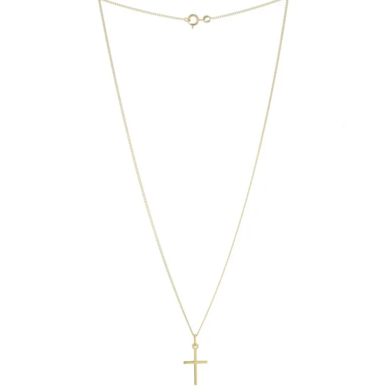 Palais du Rosaire Parure pendentif croix moderne Plaqué Or et chaîne dorée 45cm^ Collier En Plaqué Or | Croix En Pendentif
