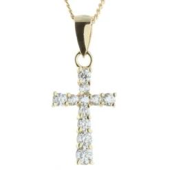Palais du Rosaire Parure pendentif croix Plaqué Or avec zircon sur chaîne dorée 45cm^ Collier En Plaqué Or | Croix En Pendentif