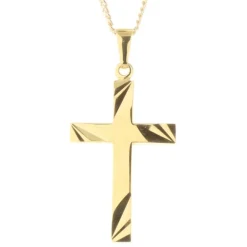 Palais du Rosaire Parure pendentif croix Plaqué Or et chaîne dorée 50cm^ Croix En Pendentif | Médaille Et Croix Plaqué Or
