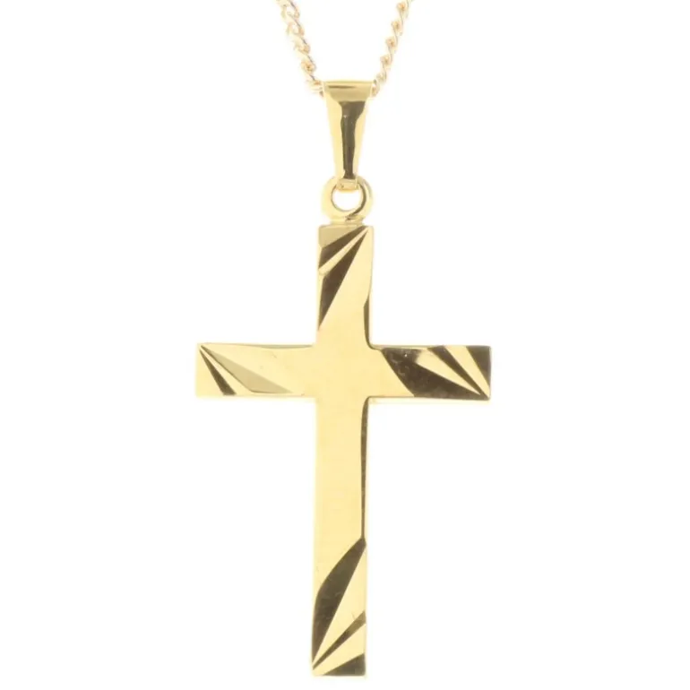 Palais du Rosaire Parure pendentif croix Plaqué Or et chaîne dorée 50cm^ Croix En Pendentif | Médaille Et Croix Plaqué Or