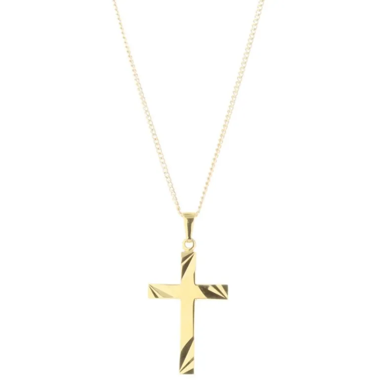 Palais du Rosaire Parure pendentif croix Plaqué Or et chaîne dorée 50cm^ Croix En Pendentif | Médaille Et Croix Plaqué Or