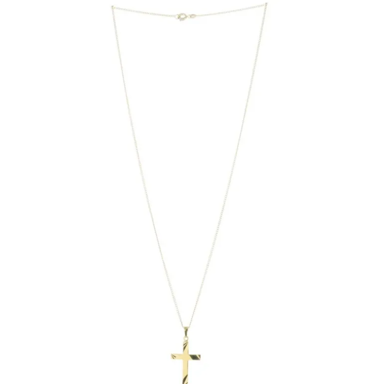 Palais du Rosaire Parure pendentif croix Plaqué Or et chaîne dorée 50cm^ Croix En Pendentif | Médaille Et Croix Plaqué Or