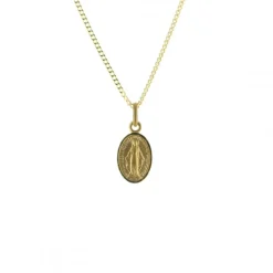 Palais du Rosaire Parure Plaqué Or avec Médaille Miraculeuse diamantée 10mm^ Collier En Plaqué Or