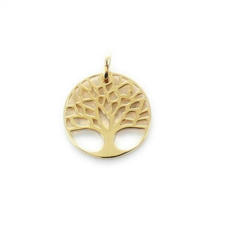 Palais du Rosaire Pendentif arbre de vie en plaqué or 18 mm^ Médaille Et Croix Plaqué Or