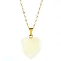 Palais du Rosaire Pendentif coeur nacre , médaille de Saint Michel sur Chaîne dorée^ Collier Fantaisie