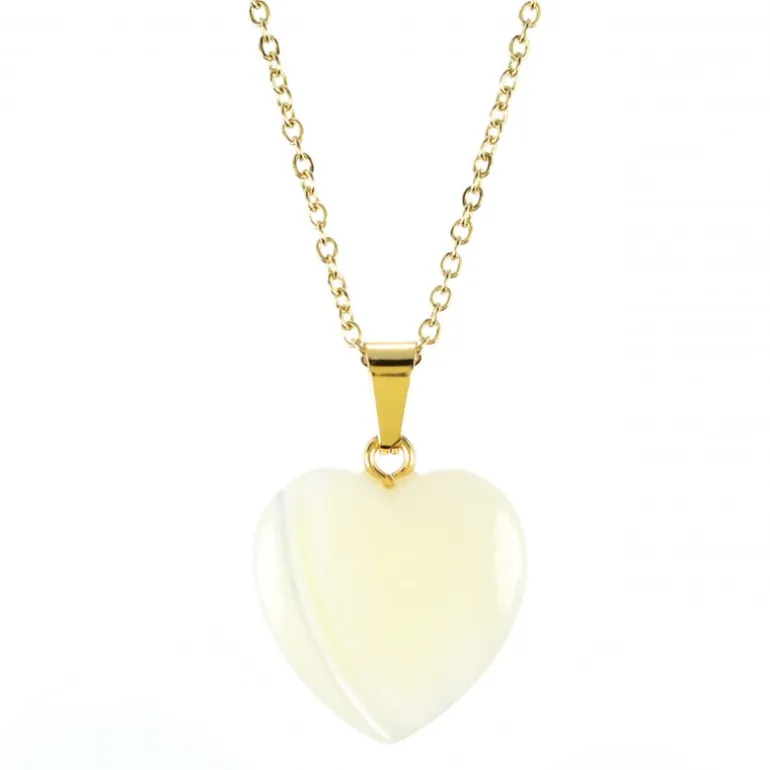 Palais du Rosaire Pendentif coeur nacre , médaille de Saint Michel sur Chaîne dorée^ Collier Fantaisie