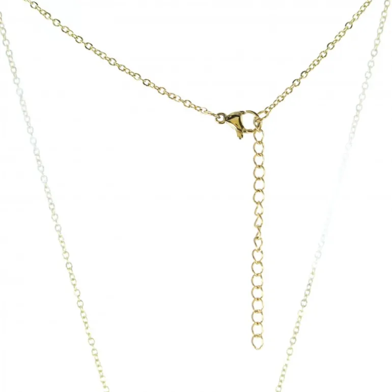 Palais du Rosaire Pendentif coeur nacre , médaille de Saint Michel sur Chaîne dorée^ Collier Fantaisie