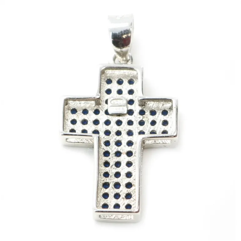 Palais du Rosaire Pendentif croix argentée avec strass 20 mm^ Croix En Pendentif | Médaille Et Croix Métal