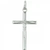 Palais du Rosaire Pendentif croix en Argent avec le Christ et bords biseautés^ Croix En Pendentif | Médaille Et Croix Argent