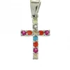 Palais du Rosaire Pendentif Croix en argent et strass multicolores^ Croix En Pendentif | Médaille Et Croix Plaqué Or