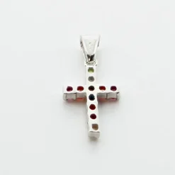 Palais du Rosaire Pendentif Croix en argent et strass multicolores^ Croix En Pendentif | Médaille Et Croix Plaqué Or