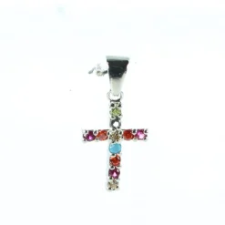Palais du Rosaire Pendentif Croix en argent et strass multicolores^ Croix En Pendentif | Médaille Et Croix Plaqué Or