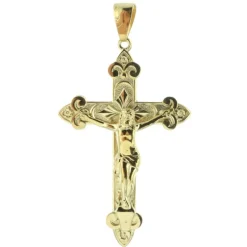 Palais du Rosaire Pendentif croix Plaqué Or Fleur de Lys 4cm^ Croix En Pendentif | Médaille Et Croix Plaqué Or
