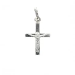 Palais du Rosaire Pendentif crucifix en argent rhodié 13mm^ Croix En Pendentif | Médaille Et Croix Argent