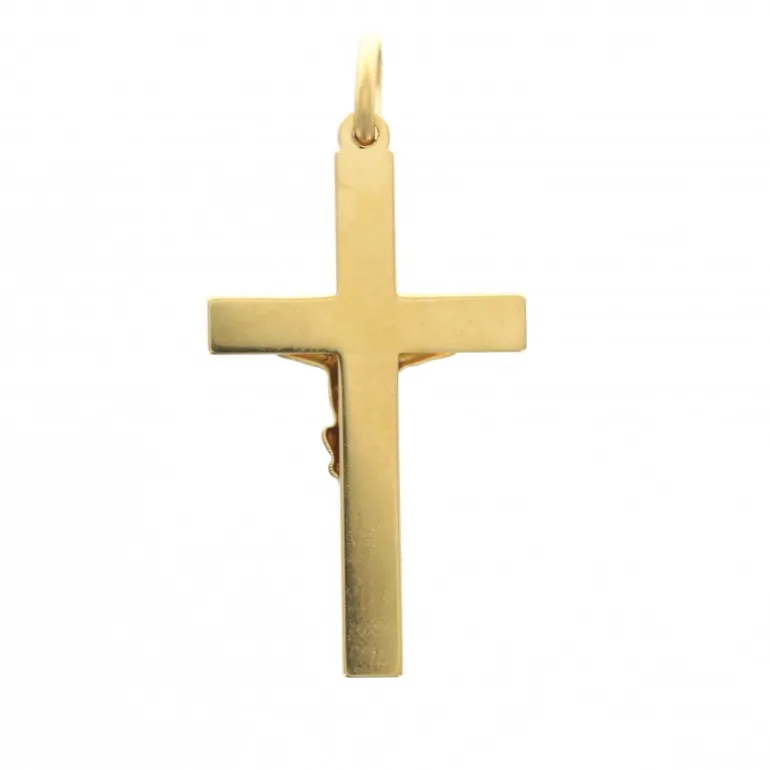 Palais du Rosaire Pendentif crucifix en plaqué or bicolor 30 mm^ Croix En Pendentif | Médaille Et Croix Plaqué Or