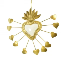 Palais du Rosaire Pendentif en métal Ex-votos avec coeur et mini coeurs^ Cadre Religieux