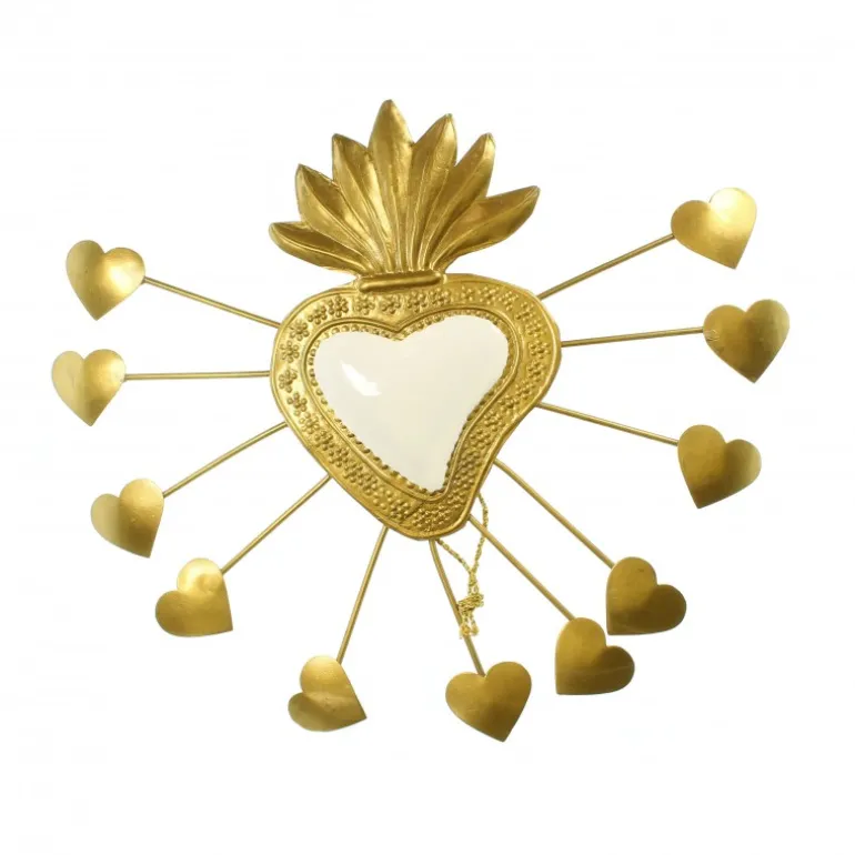 Palais du Rosaire Pendentif en métal Ex-votos avec coeur et mini coeurs^ Cadre Religieux