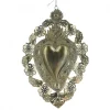 Palais du Rosaire Pendentif Ex-voto avec coeur et fleurs 35 cm^ Cadre Religieux