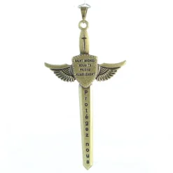 Palais du Rosaire Pendentif épée de Saint Michel avec image de prière 11x5,5cm^ Image Religieuse