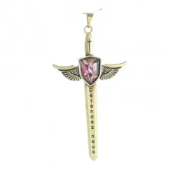 Palais du Rosaire Pendentif épée de Saint Michel avec image de prière 11x5,5cm^ Image Religieuse