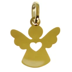 Palais du Rosaire Pendentif silhouette d'Ange avec coeur en Or 9 carats^ Médaille Et Croix Or