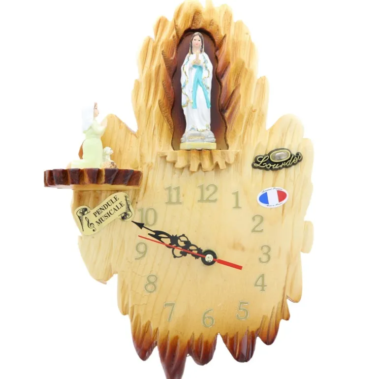 Palais du Rosaire Pendule musicale de l'Apparition de Lourdes en bois^ Horloge