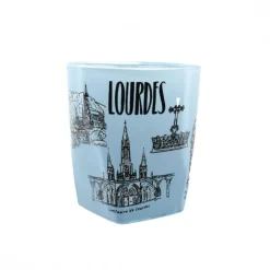 Palais du Rosaire Petit verre bleu souvenir de Lourdes^ Vaisselle De Lourdes