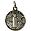 Palais du Rosaire Petite Médaille de Saint Benoît en métal argenté 1,7cm^ Médaille Et Croix Métal | Médaille De Saint