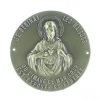 Palais du Rosaire Plaque de porte du Sacré Coeur 70 mm en laiton façon bronze^ Médaille Et Croix Métal | Médaille Murale