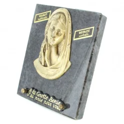 Palais du Rosaire Plaque funéraire de la Vierge Marie en bronze et en granit 13x13cm^ Plaque Funéraire