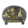 Palais du Rosaire Plaque funéraire de l'Apparition avec une rose en bronze et granit 18x12cm^ Plaque Funéraire