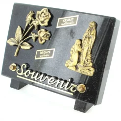 Palais du Rosaire Plaque funéraire de l'Apparition en granit et bronze 18x12cm^ Plaque Funéraire