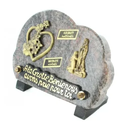 Palais du Rosaire Plaque funéraire de l'Apparition en bronze et granit 18x14cm^ Plaque Funéraire