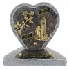 Palais du Rosaire Plaque Funéraire de Lourdes en Granit en forme de coeur et sujets bronze 18x18cm^ Plaque Funéraire