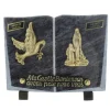 Palais du Rosaire Plaque Funéraire en Granit en forme de livre avec des sujets en bronze 20x15cm^ Plaque Funéraire