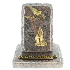 Palais du Rosaire Plaque funéraire sur socle en granit avec Apparition 18x18cm^ Plaque Funéraire