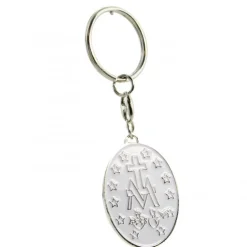Palais du Rosaire Porte clé Médaille Miraculeuse emaillé blanche et bleue^ Porte-Clés