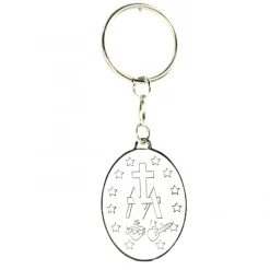 Palais du Rosaire Porte clé Médaille Miraculeuse emaillé blanche et bleue^ Porte-Clés