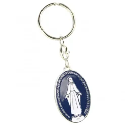 Palais du Rosaire Porte clé Médaille Miraculeuse emaillé blanche et bleue^ Porte-Clés