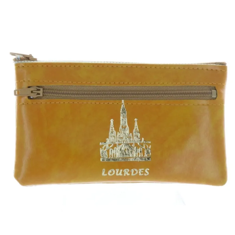 Palais du Rosaire Porte monnaie simili cuir et Basilique de Lourdes dorée^ Porte-Monnaie