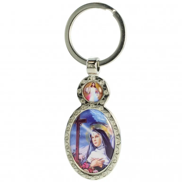 Palais du Rosaire Porte-clé ovale de Sainte Rita et du Christ Miséricordieux^ Porte-Clés