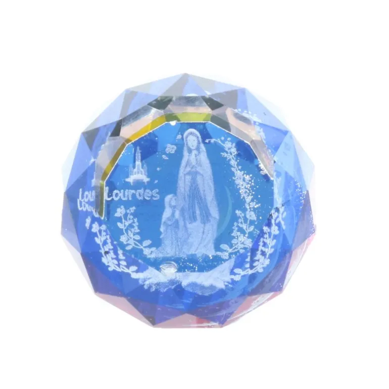 Palais du Rosaire Porte-clés boule facettée et Apparition de Lourdes gravée^ Porte-Clés